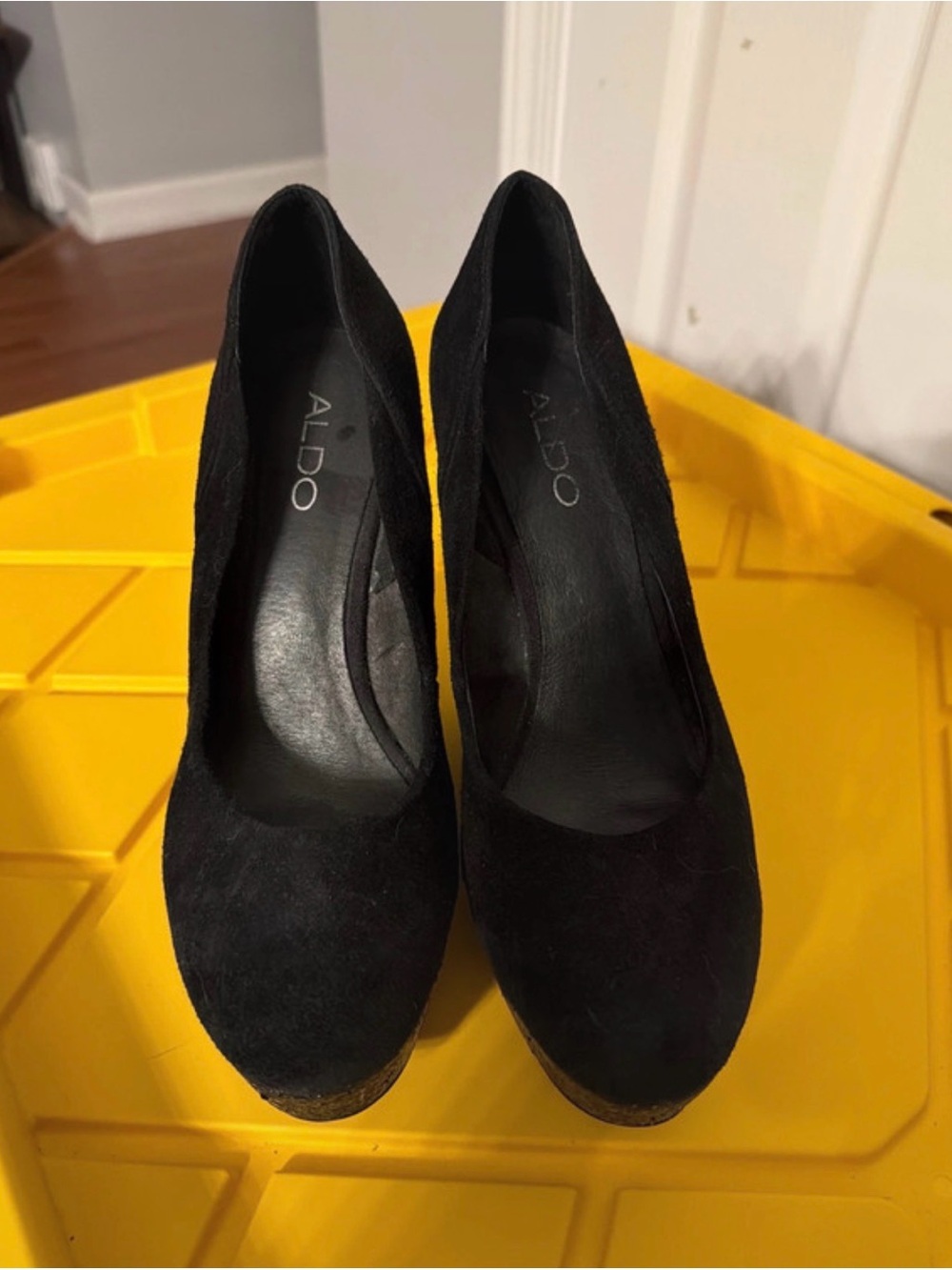 Aldo Black Suede Platform Pumps